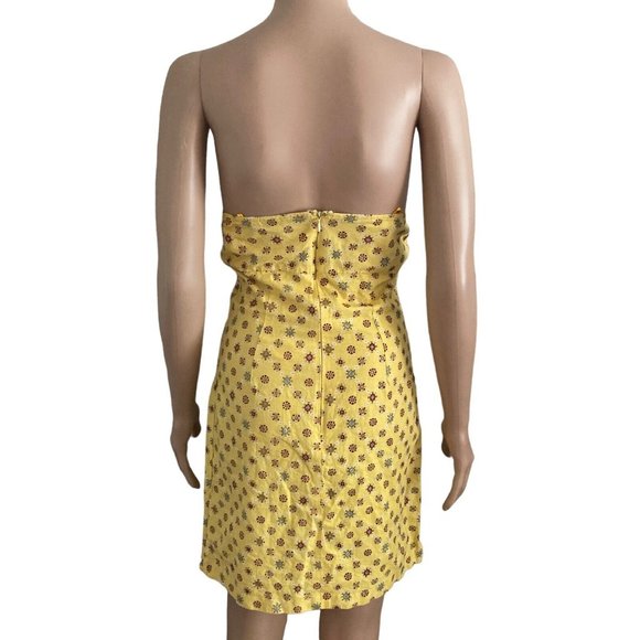 Vintage Y2K Rampage Sundress Womens Size 5 Yellow Strapless Floral Pattern - Picture 7 of 11